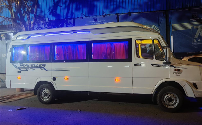 20 Seater Packed Glass AC Tempo Traveller Interior View